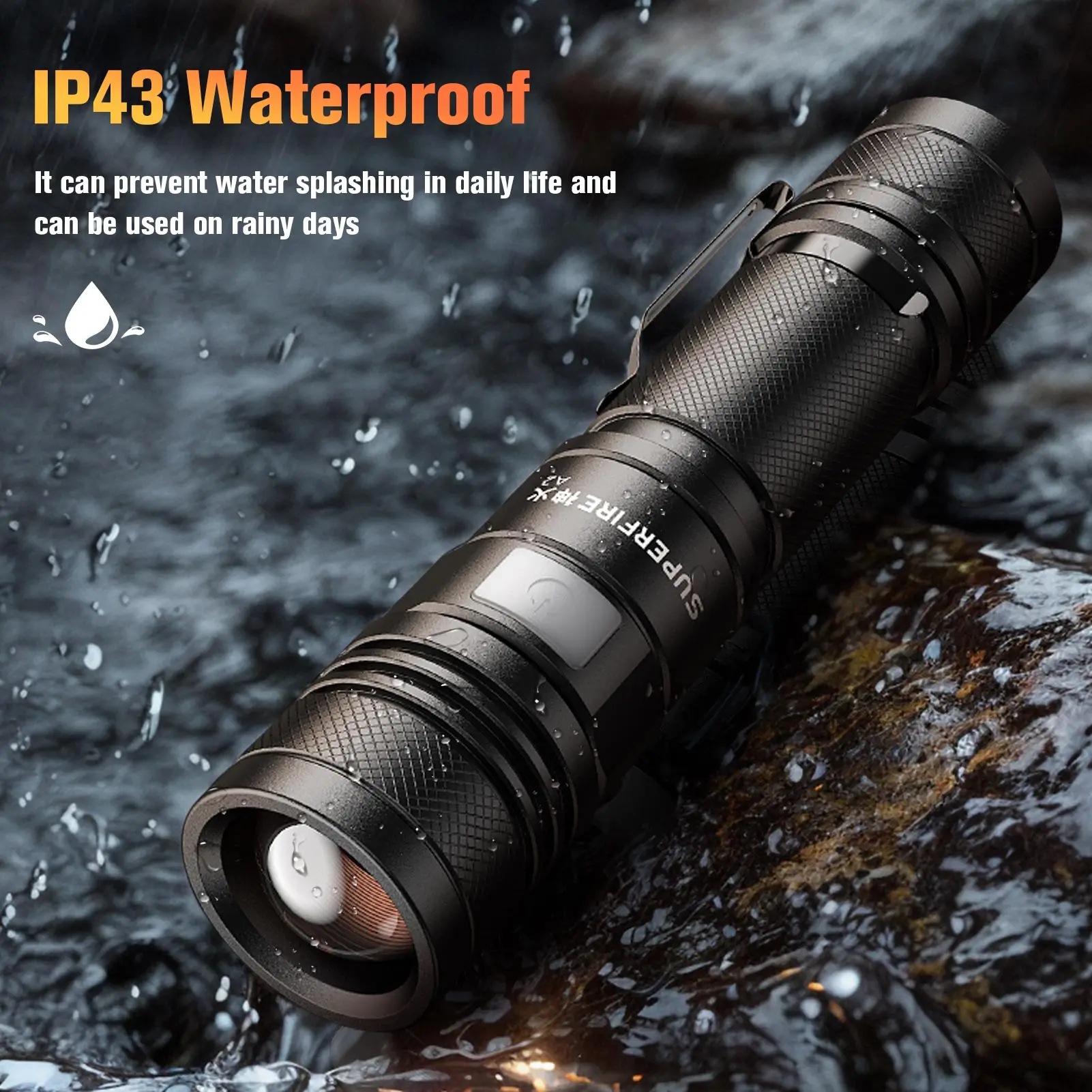 SUPERFIRE A2 15 واط السوبر مشرق مصباح يدوي Led قابلة للشحن التكبير الشعلة البسيطة سبائك الألومنيوم ضوء المحمولة الصيد فانوس التخييم