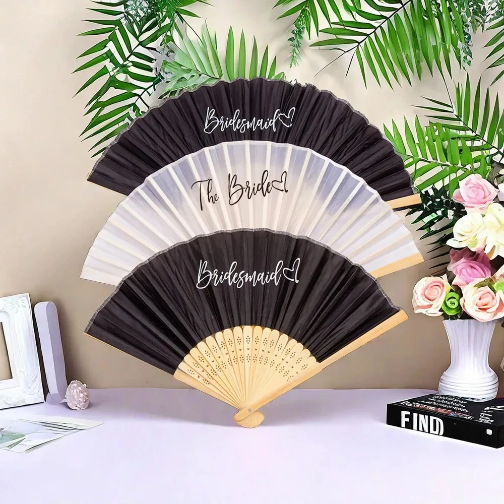 1pc Bride Bridesmaid Hand Fan Summer Beach Pool Wedding Bachelorette Hen Party Girls Trip Bridal Shower Decoration Proposal Gift