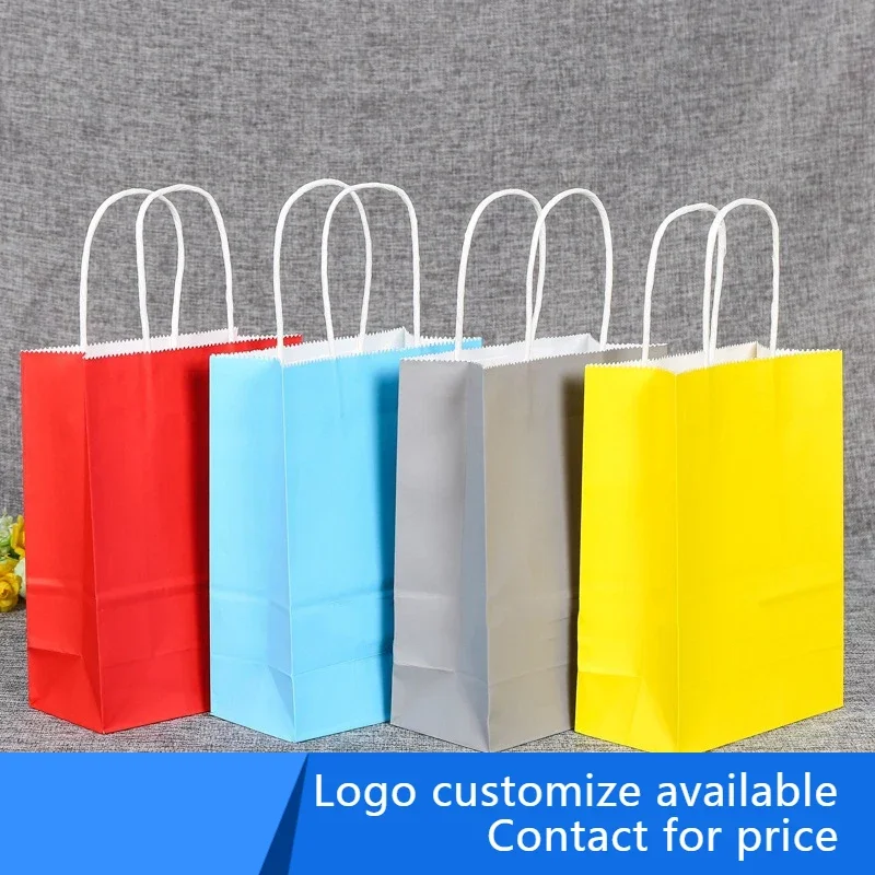 

20 pcs kraft paper bag with handles Festival bag for Christmas Wedding Birthday High Quality shopping bags gifts packing