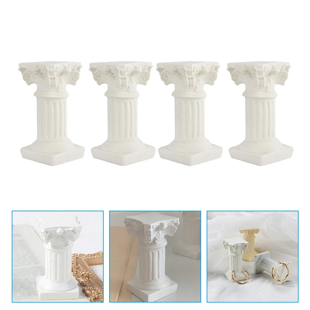 4pcs Mini Resin Pillar Decor for DIY Miniature Layout, Micro Landscape & Room Decoration