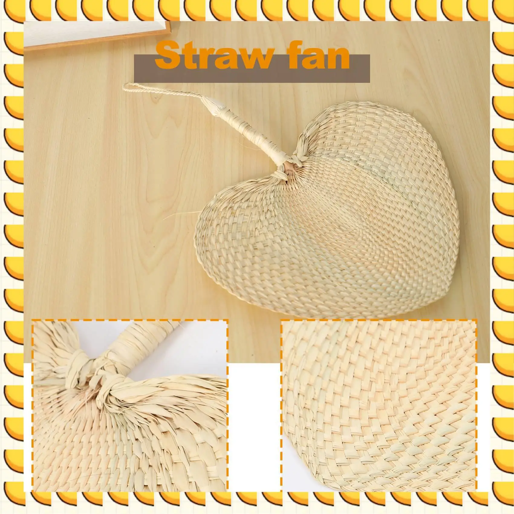 

BAAU Cool Baby Mosquito Repellent Fan Summer Manual Straw Hand Fans Palm Leaf