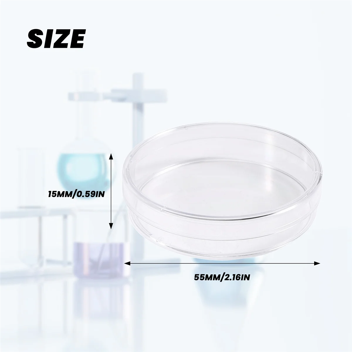 10Pcs Sterile Petri Dishes w/Lids for Lab Plate Bacterial Yeast 55mm x 15mm