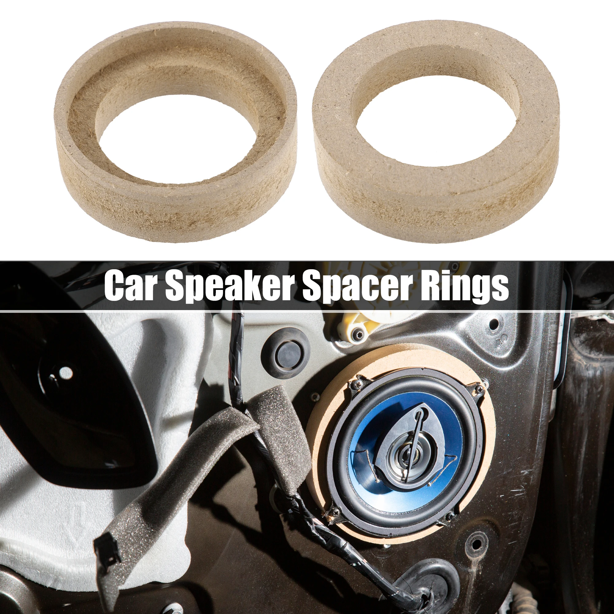 X Autohaux 4 Pcs 1 Inch 1.5 Inch 2 Inch 3 Inch 3.5 Inch 4 Inch 6.5 Inch Speaker Subwoofer Mounting Spacer Rings Solid Wood Beige