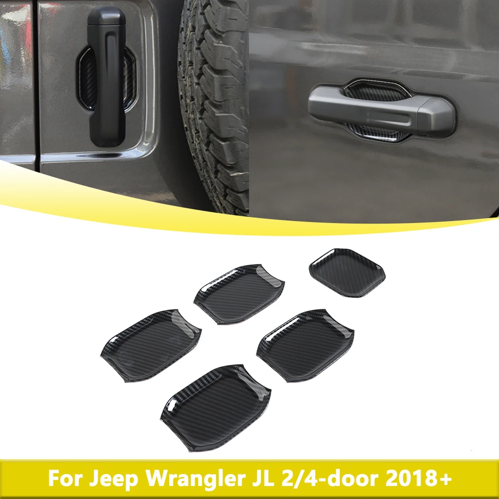 

Carbon Fiber Look Outer Door Handle Bowl Cover Trim For Jeep Wrangler JL 4XE Gladiator JT 2018 2019 2020 2021 2022 2023 2/4Door