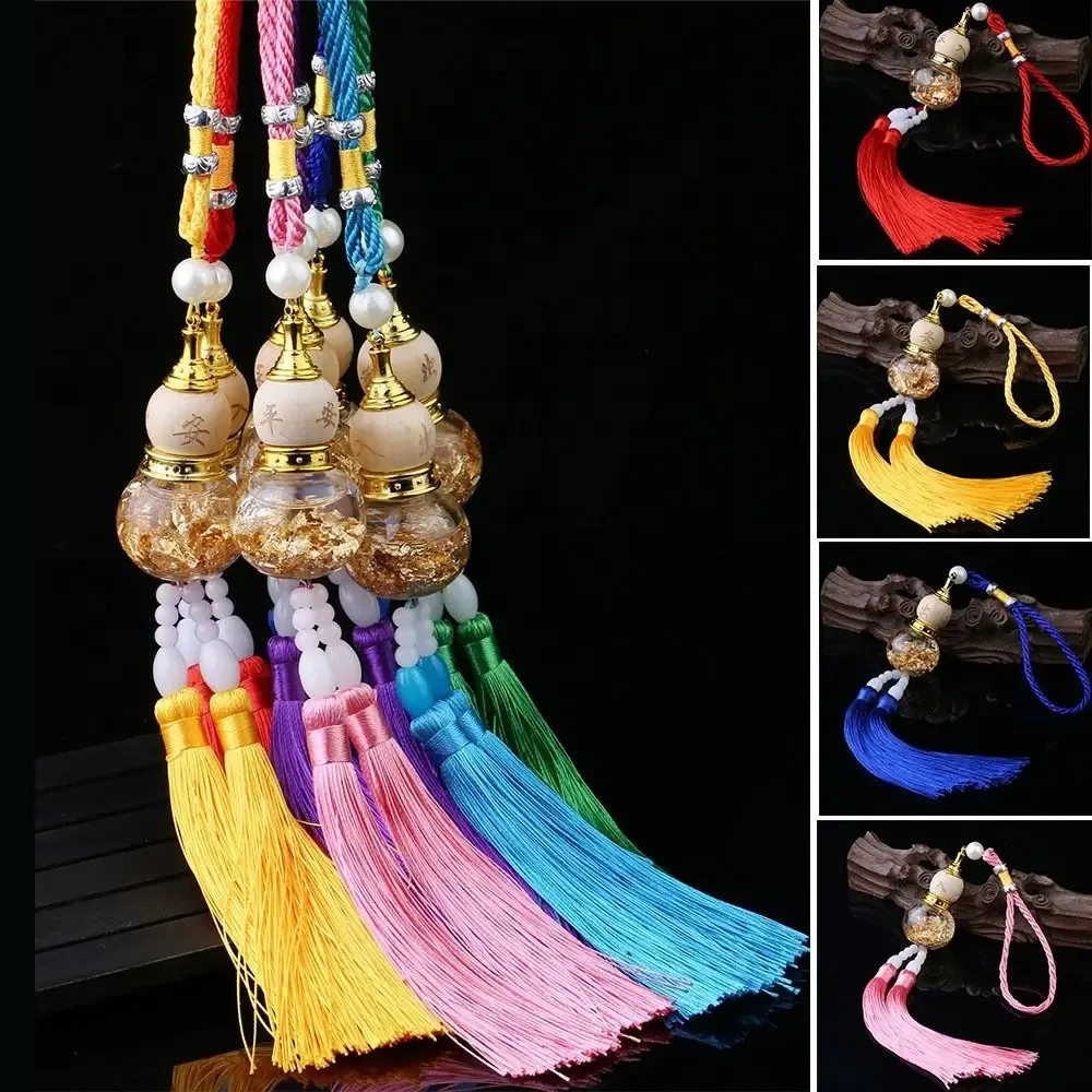 Chinese Style Glass Bottle Gourd Pendant Gold Foil Bottom Cartoon Mini Gourd Bottle Gourd Shaped Car Interior Accessories