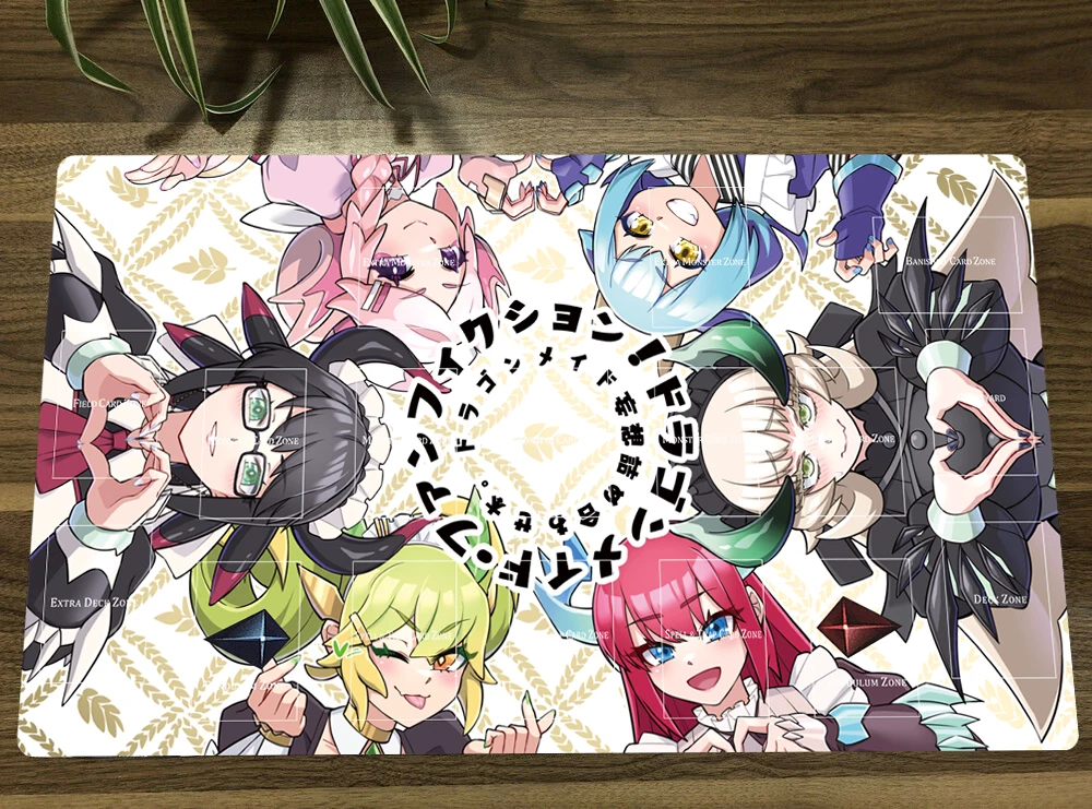 YuGiOh Dragonmaid Girls TCG CCG Trading Card Game Mat Table Playmat Desk Gaming Play Mat Mouse Pad Mousepad 60x35cm Free Bag