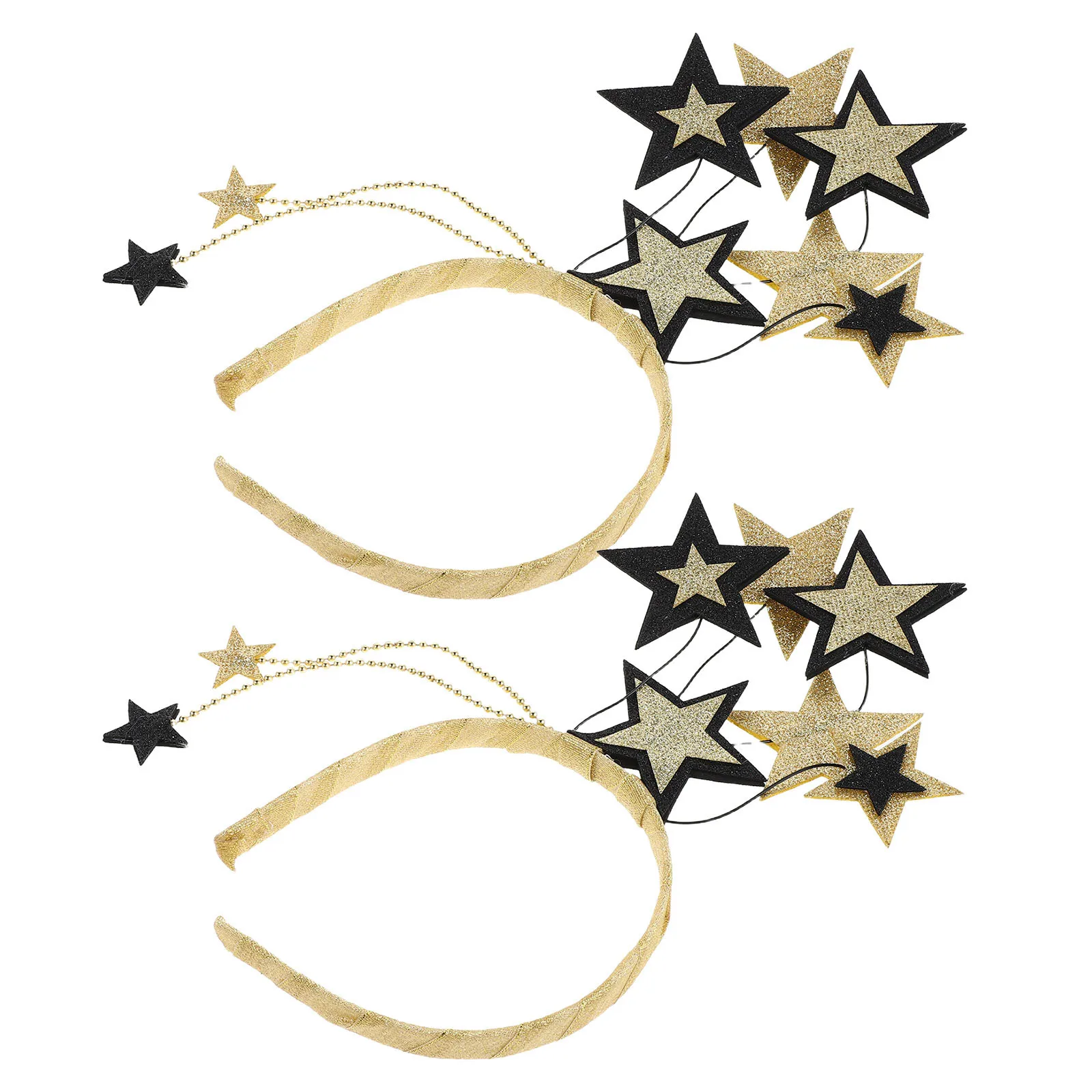 

2pcs Fashion Glitter Star Headbands Five Pointed Sequin Hairband For Holiday Party Birthday New Year Eve Decorative