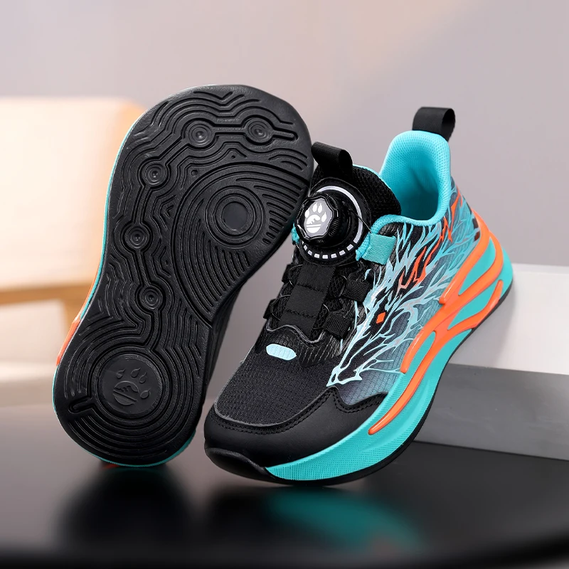 

Children’s Wide-toe Running Shoes Outdoor Anti-slip Cushioned Sneakers Boys Girls Lace-up Walking Flats Breathable Athletic Shoe