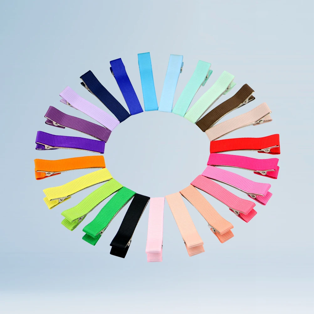 

40pcs Hair Barrettes Children Girls Grosgrain Ribbon Lined No Grip Metal Clips Easy Attach Woven Crochet Headbands Hats Stylish