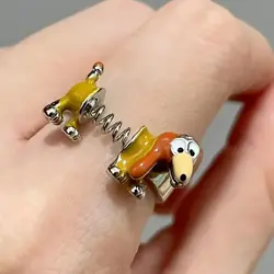 Cute Funny Spring Dog Ring Cute Girl Index Finger Ring Open Adjustable Band