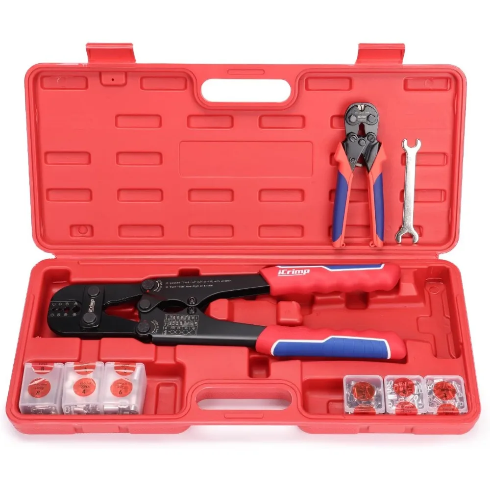 

Wire Rope Crimping Tool Kit with Cutter Swager and Aluminum Sleeves for Cable Railing Fishing Line Sling