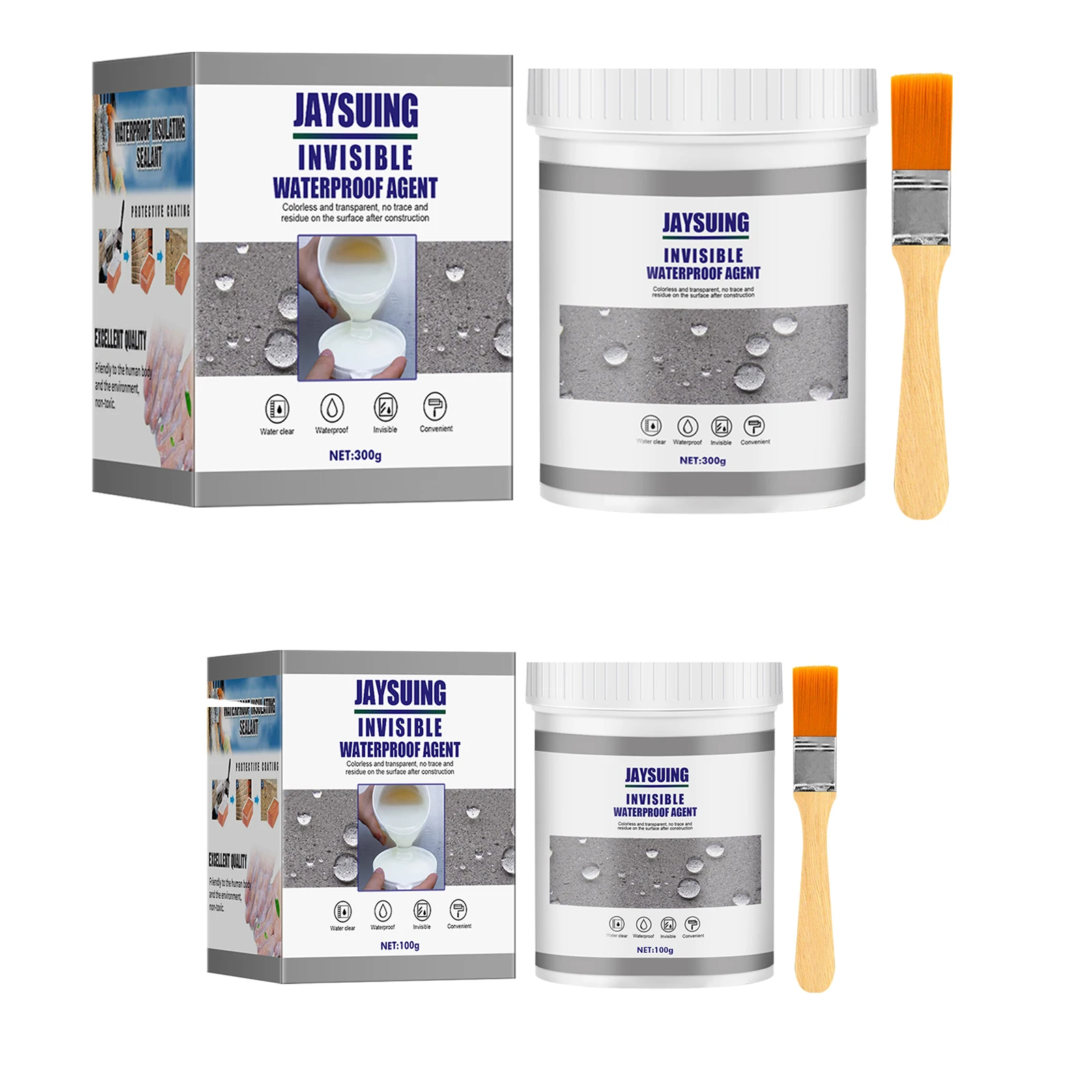 Waterproof Sealant 300g with Brush Long Lasting Moistureproof Invisible Adhesive Bathroom Tile Exterior Wall Roof Leak Sealer
