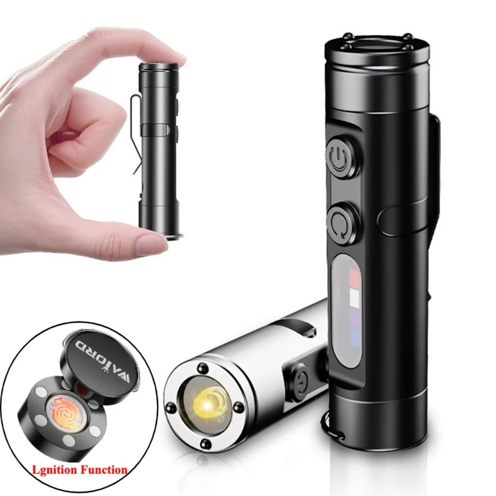 6-in-1 Mini EDC Keychain Flashlight Type-C Fast Rechargeable Portable Emergency Work Torch Handy Safety Illumination Tool