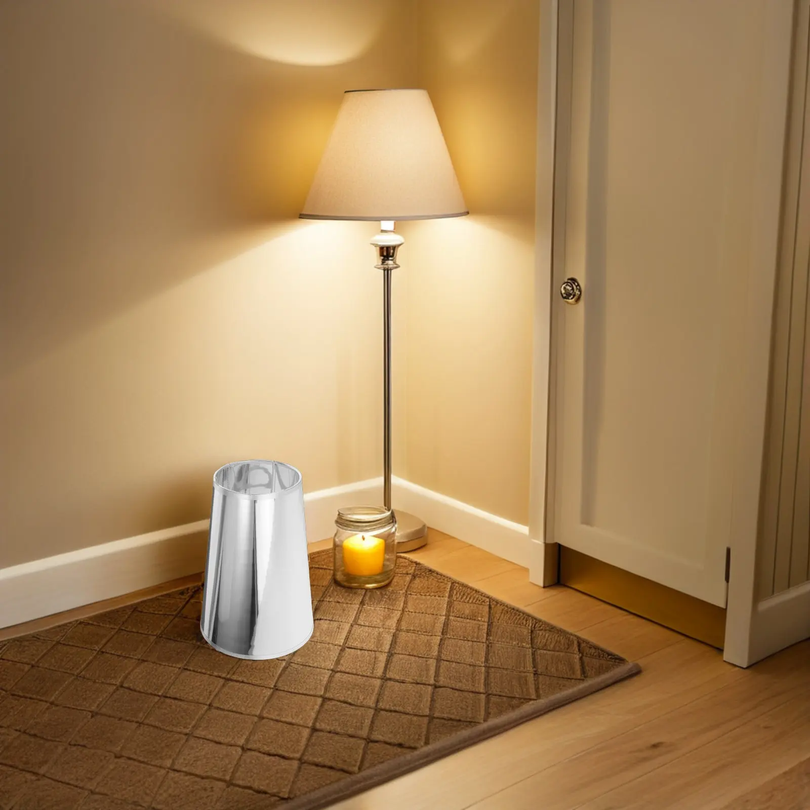 E27 PVC Iron Lampshade Nordic Style Replacement Table Lamp Cover 18Cm Bottom 12Cm Top for Home Living Room Study Retro Lamp