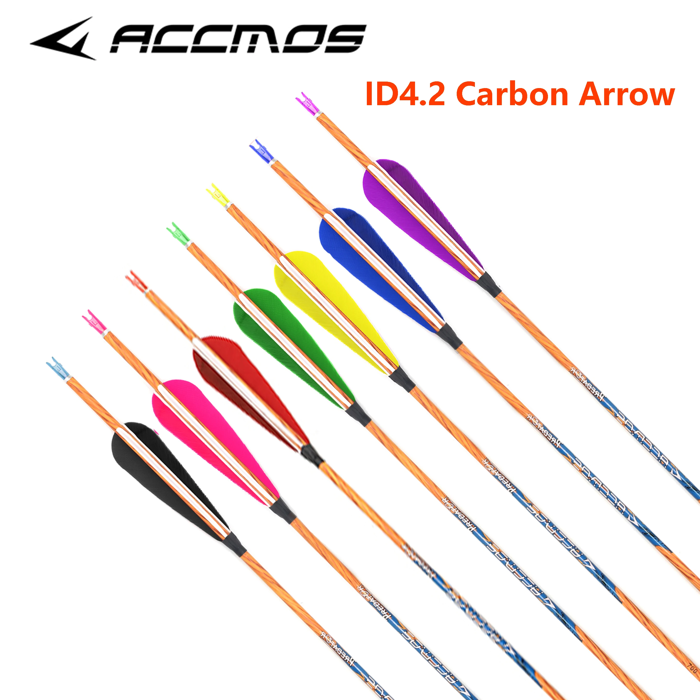 D4.2mm Wood Skin Carbon Arrow 31in Shaft Spine 600 700 800 With 4'' Natural Feather Archey Shooting Hunting Accessory