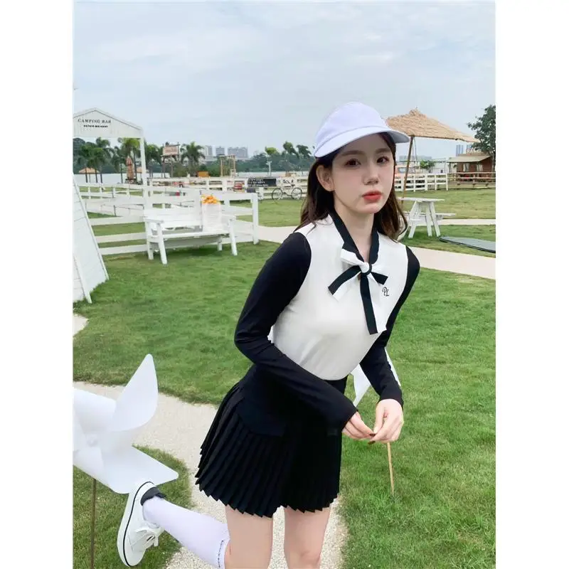 PLA Golf clothing women's Korean version golf long sleeved women's golf skirt women's set women's slimming tennis suit women