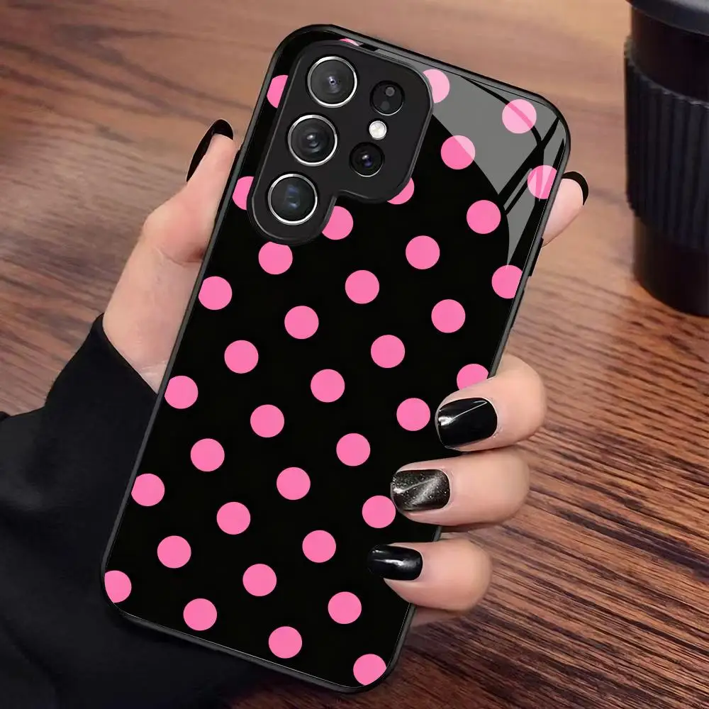 Fashion wave point tempered glass phone case suitable for Samsung Galaxy S26 S25 S24 S23 S22 S21 S20 FE/Ultra/Plus anti drop