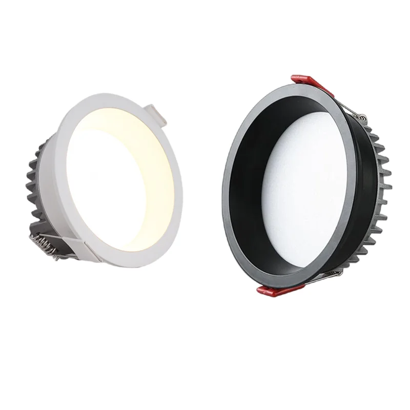 Foco LED tricolor antideslumbrante regulable, luz de fondo redonda de techo, 5W7W10W12W15W 24W