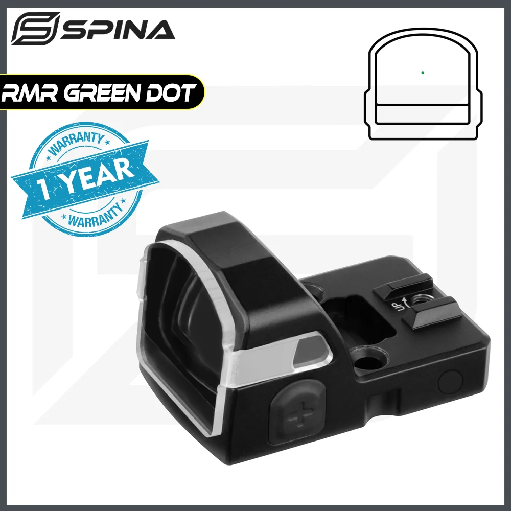 

SPINA OPTICS 1x17x24 Green Dot Sight With Glass Protective Cover RMR Footprints Red Dot 9MM 12GA 20mm Picatinny Glock17/19/43 et