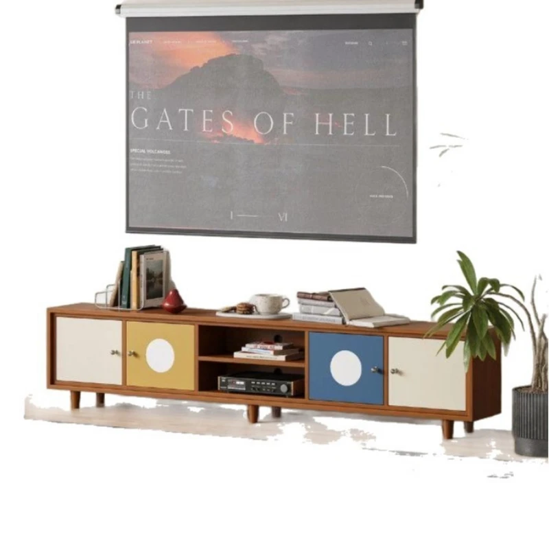 Medieval style living room TV cabinet Retro small apartment designer TV cabinet