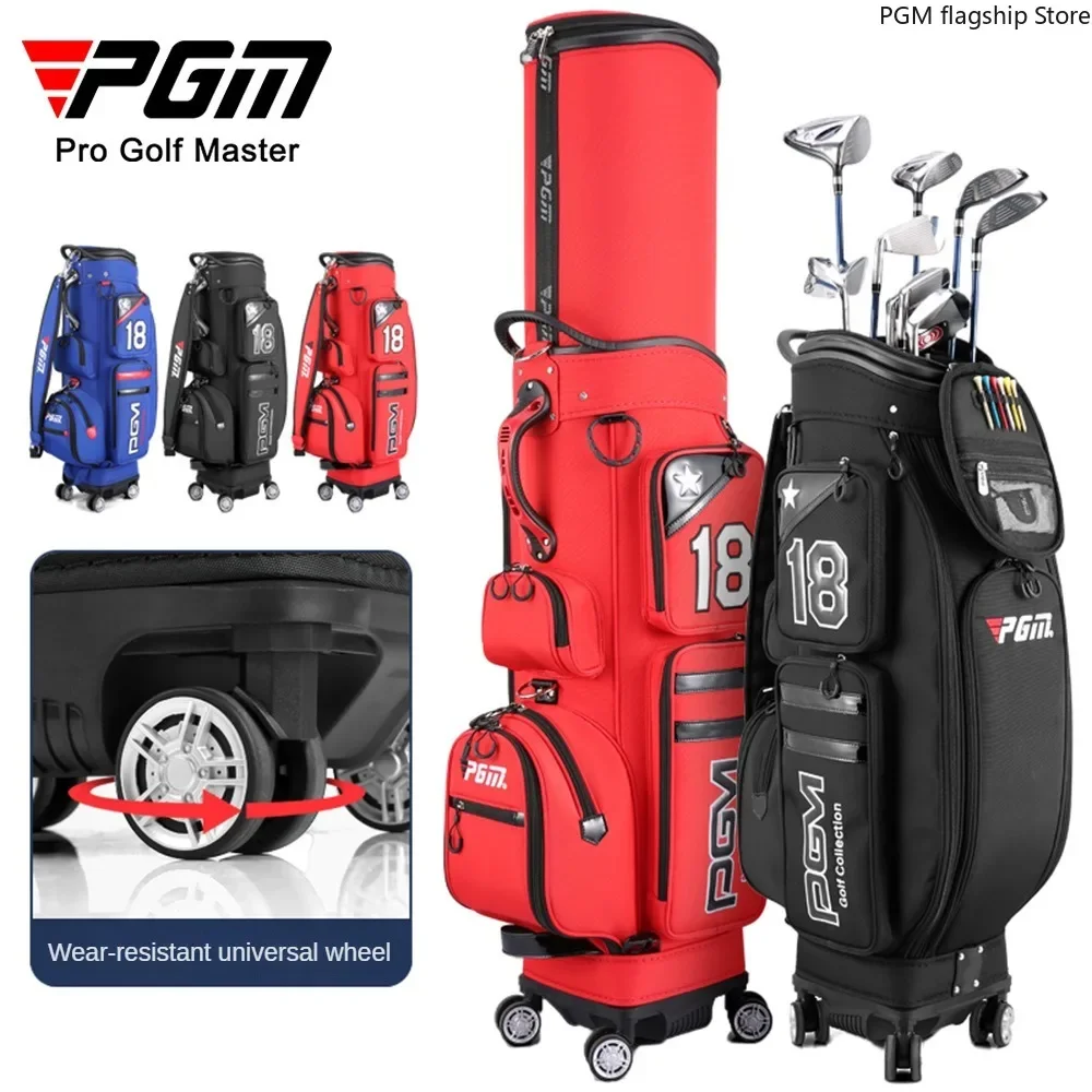 PGM Golf Bag Men's Aviation Bag Four-wheel Flat Push Telescopic Bag Waterproof QB097