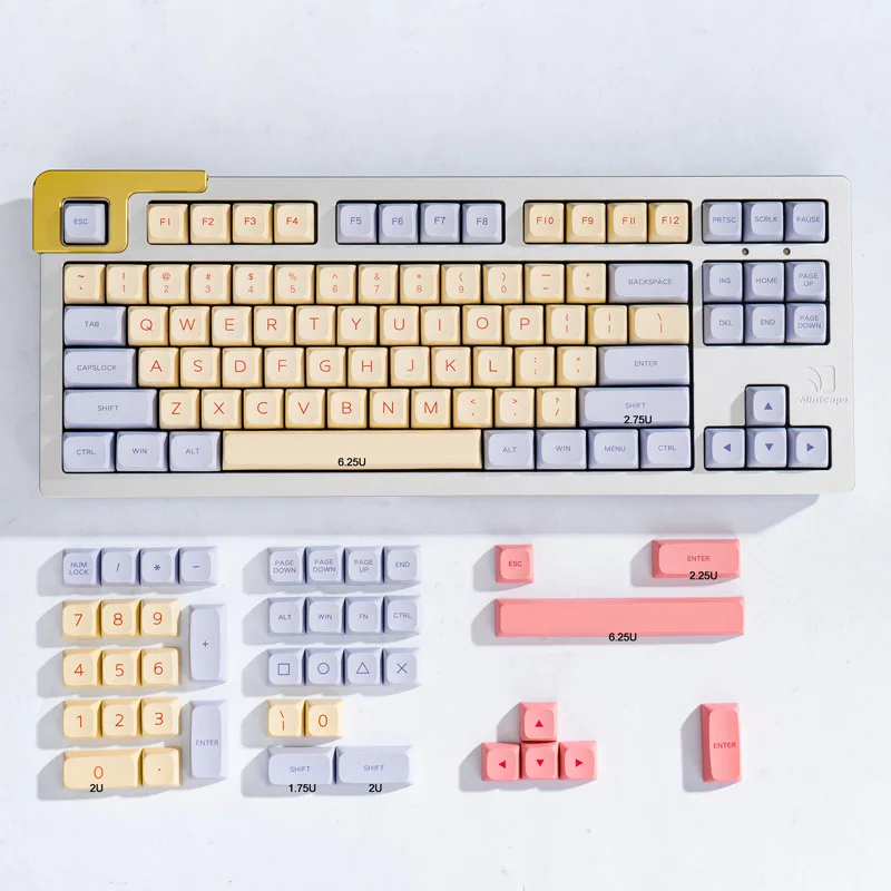 

XDA Keycaps for Mechanical Keyboard Marshmallow Theme 128 Keys PBT Dye Sub Purple 68 75 84 87 96 980 Layout GK61 Anne Pro 2