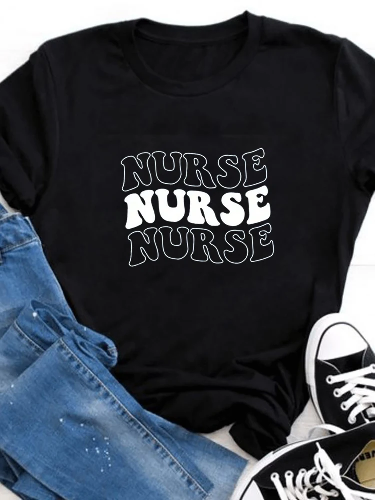 Nurse Shirt for Women Crew Neck Casual Short Sleeve Vintage Summer Graphic T-shirt for Women