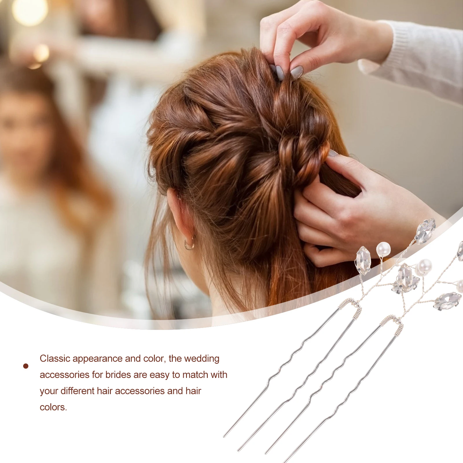 

6 Pcs Pearl Hairpins Bridal Wedding Accessories Women Metal Rhinestone Bobby Pins Hair Forks Elegant Lightweight Smooth Surface