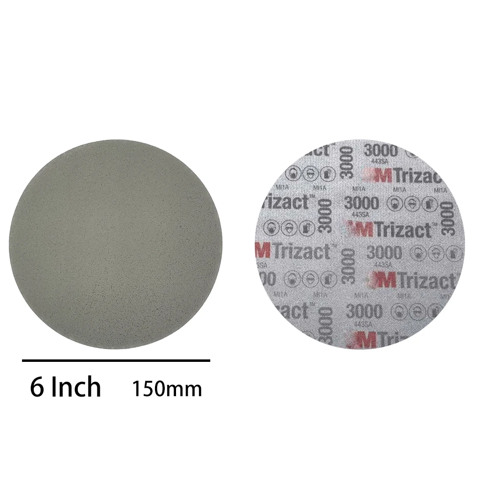 6 Inch 150MM Trizact Hookit Foam Disc Sanding Disc Sponge Sandpaper 3000/5000 Grits For Random Orbital Sanders Car Paint Grind