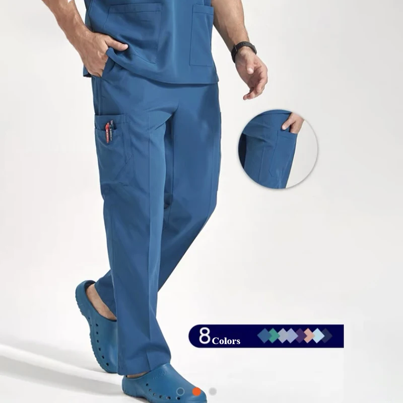 Functional Durable Medical Uniforms Nonelastic Basics Hospital Nursing Multiple Pockets Cargo Scrubs Sets for Women Men 8020