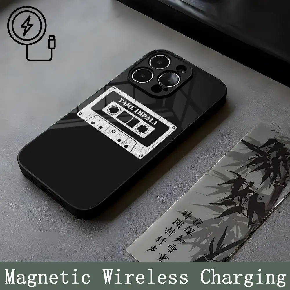 Tame Impala Psychedelic Mouse Pad Strong Magnetism Glass For iPhone 16ProMax 14 15 13 12 15 11 Pro Max Plus Mini Coque