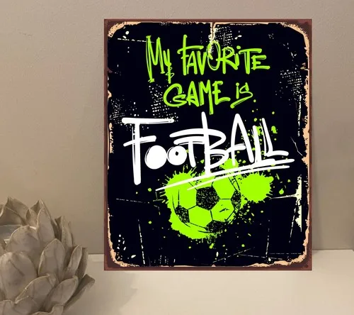 1x Favorite Game Is Football Quote Metal Plaque Sign Gift House Novelty (mt740) --Tin Sign