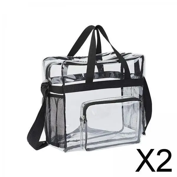 

2x Transparent Handbag Clear Shoulder Bag Purse Versatile Pouch PVC Tote Bag Women for Camping Commuting Concert Travel Hiking