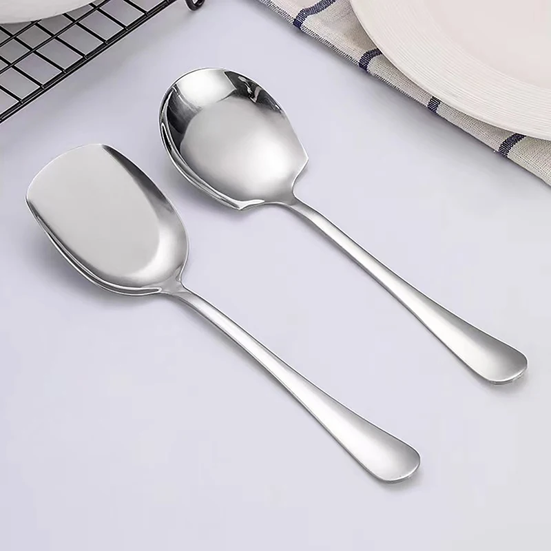 1PC Large Size Korean Triangle Spoon Stainless Steel Western Food Serving Spoon Public Spoon Home Hotel Special Soup Spoon