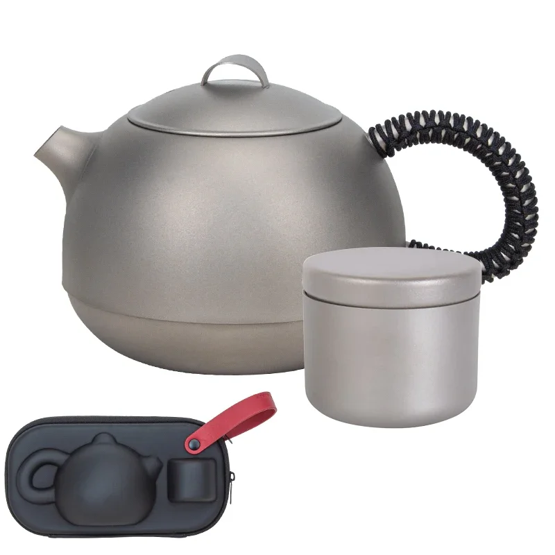 380ml Ultralight Big Capacity kettle warmer pure Titanium XISHI teapot set with tea caddy