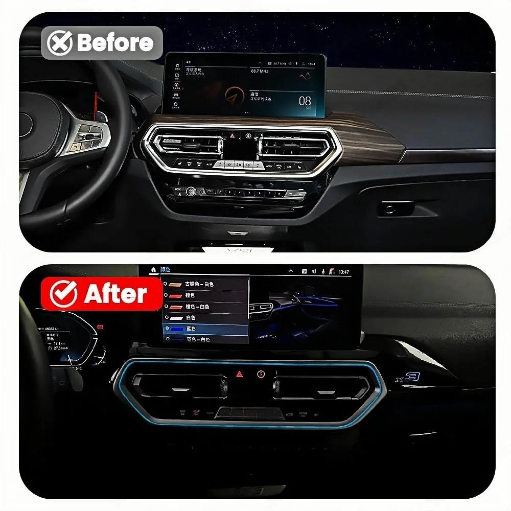 Car LED For BMW X3 X4 G01 G02 IX3 X3M X4M Center Air Condition Vent Outlet Panel Center Control 11 Colors Atmosphere Lamp Panel