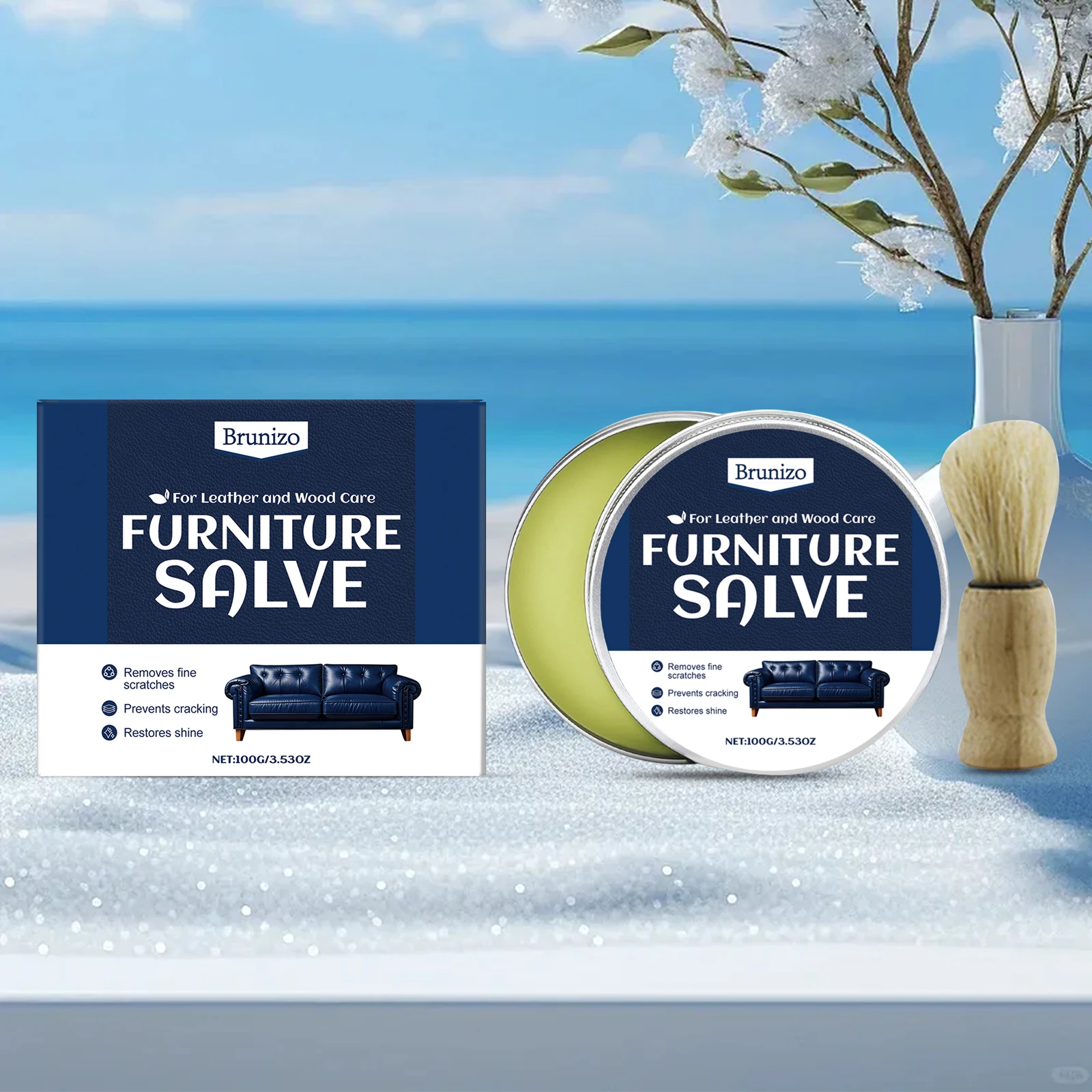 

Саль для мебели с щеткой-полировкой, увлажняющим и восстанавливающим устройством, 3,53 унции, легко наносится, для защиты от ухода за кожей мебели