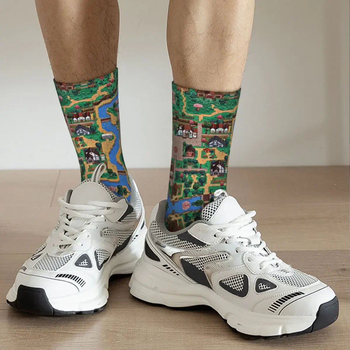 StardistingValley-Chaussettes Harajuku avec carte de la ville, bas super doux, chaussettes longues toutes saisons, accessoires pour hommes et femmes, cadeau d'anniversaire