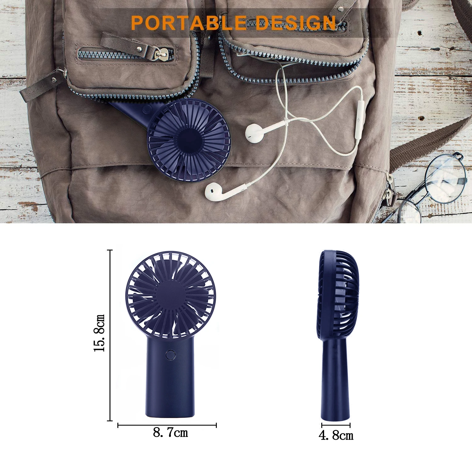 Portable USB Rechargeable Small Fan 4000mAh Battery Working 5-20 Hours Desktop Small Handheld Travel Outdoor Quiet Fan desk fan