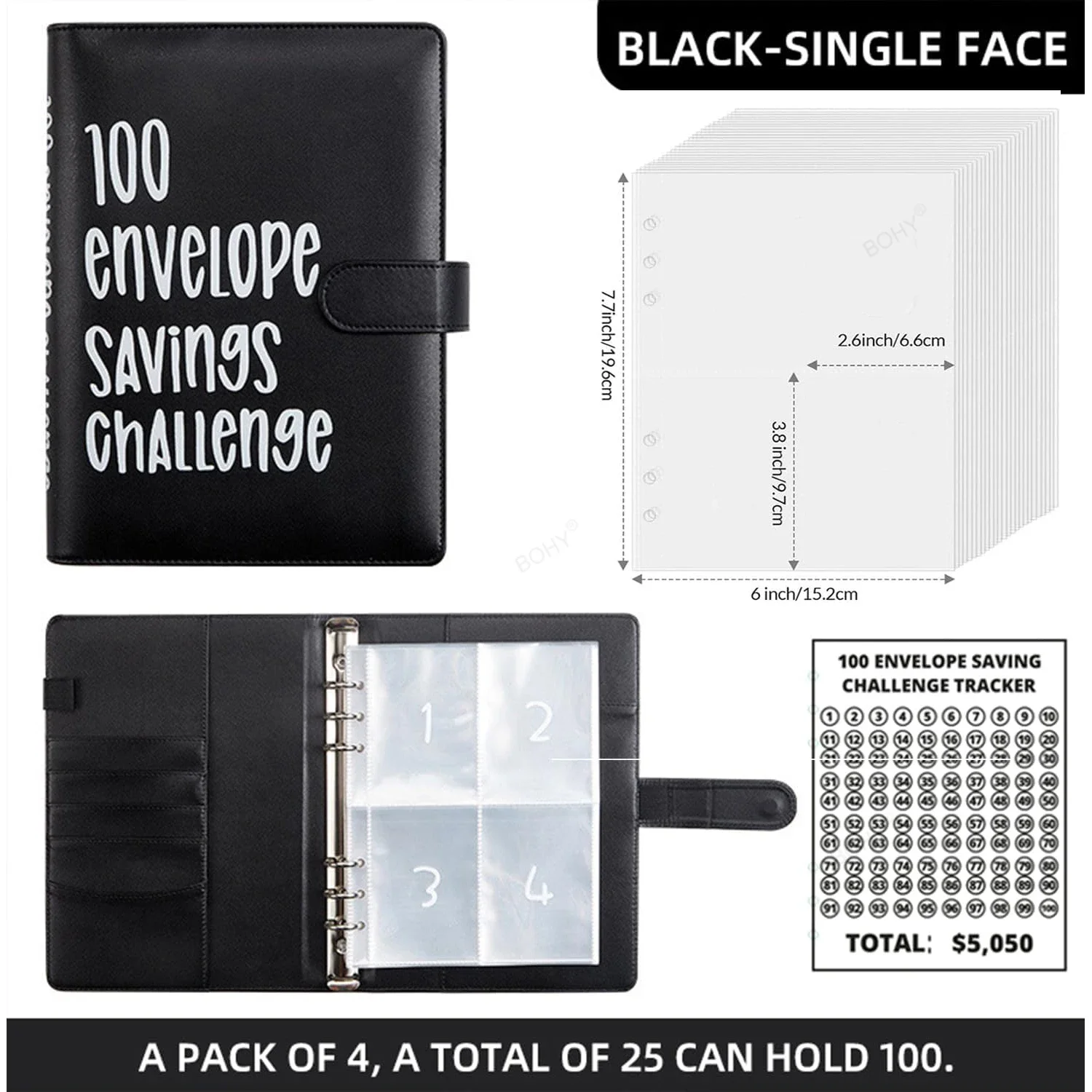 Imagem -03 - Money Saving Budget Binder com Dinheiro Fácil e Divertido Money Saving Saving Challenge a5 5050 100 Envelopes