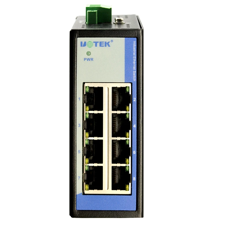 UT-60-DSA8T 8-port Full 100Mbps Full Electrical Port Mini Ethernet Switch Industrial Grade Rail Type