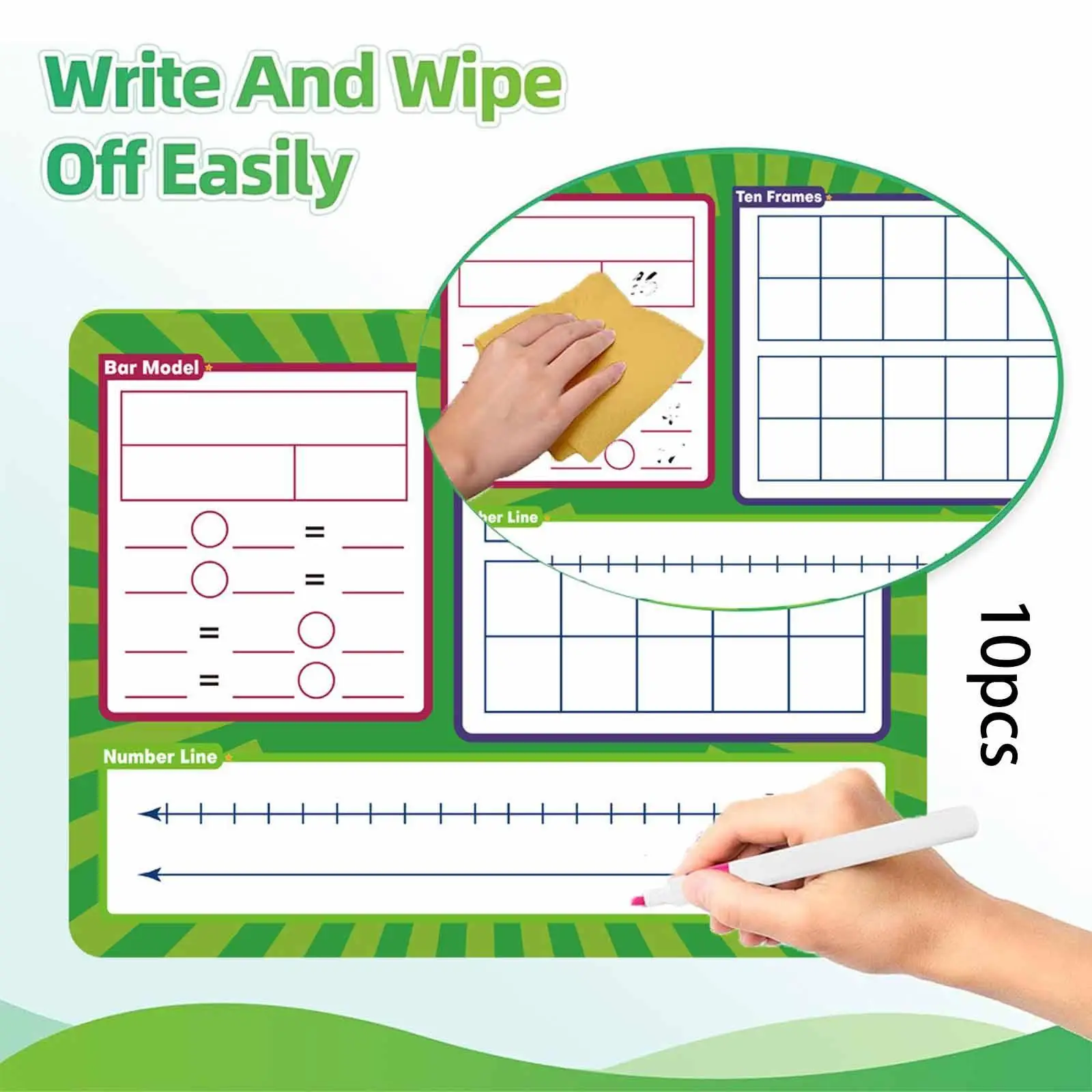 10 pz Cancellabile A Secco Numero Linea Bordo Numero di Carta Bond Giocattoli Per L'educazione Precoce 120 Numero Grafico Regalo Strumento di Insegnamento Della Matematica per la Scuola Materna