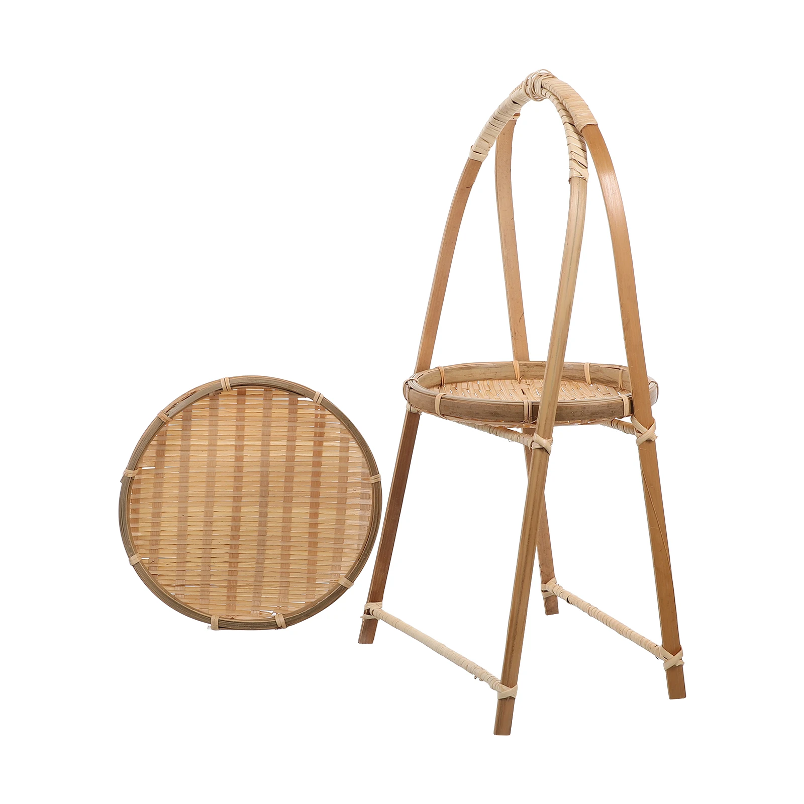 

Household Bamboo Woven Fruit Basket with Handle Convenient Desktop Storage Organizer Multi-Function Snack Bread Dessert Basket