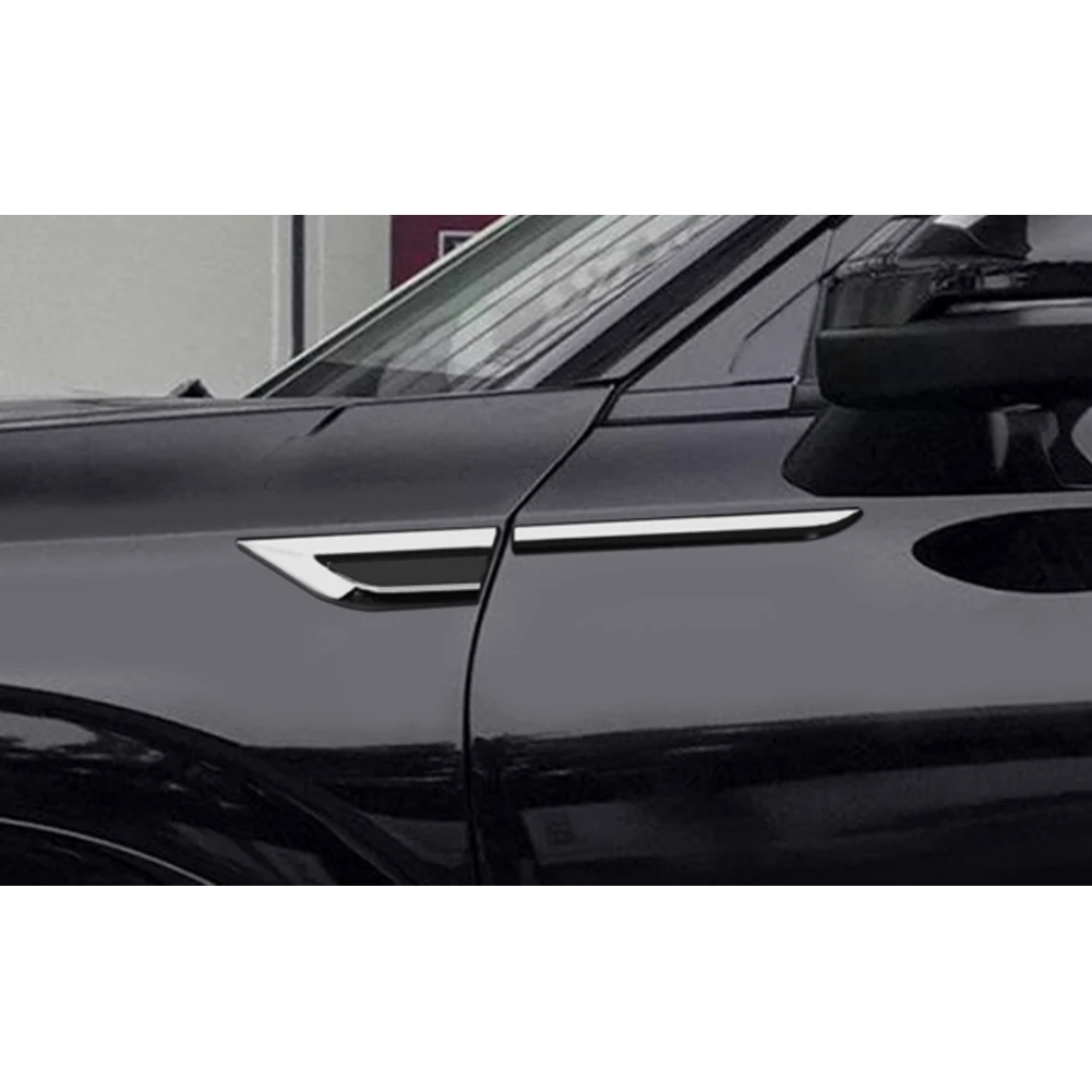 Silver&Black Car SUV Body Front Door Side Fender Trim Dagger Emblem Sticker Cover Accessories Badge Strip Stripe Decal Decor