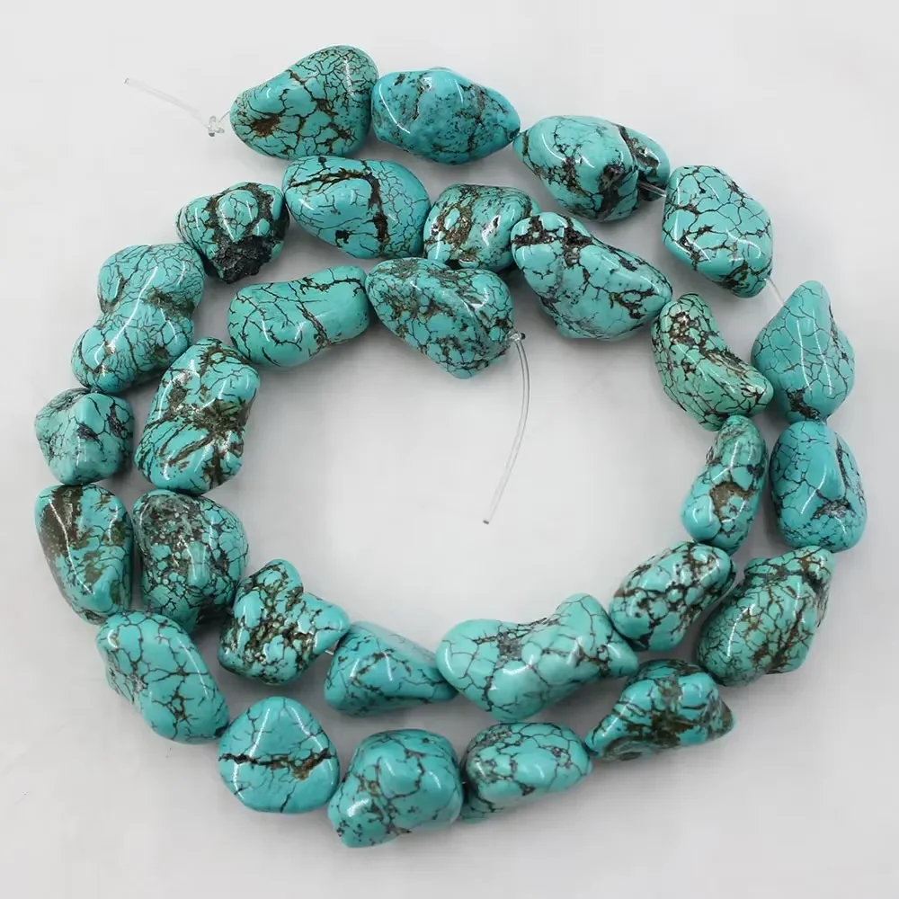 

Natural Stone Smooth Freedom Blue Turquoise Nugget Loose Beads 16" Strands For Necklace Bracelet Jewelry Making DIY