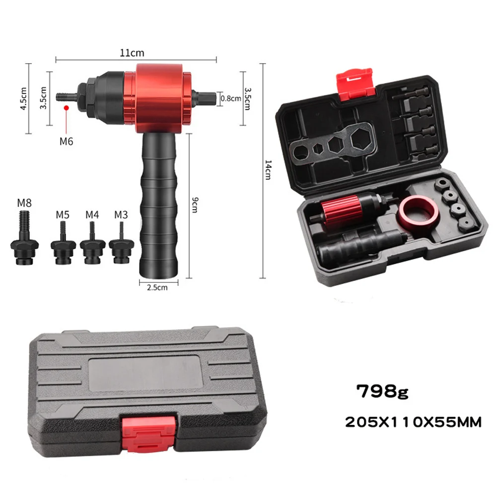 M3-M8 Rivet Nut Drill Adapter Electric Attachment Clutch Tool Manual Auto Insert For Power Drills High Strength Alloy Steel For