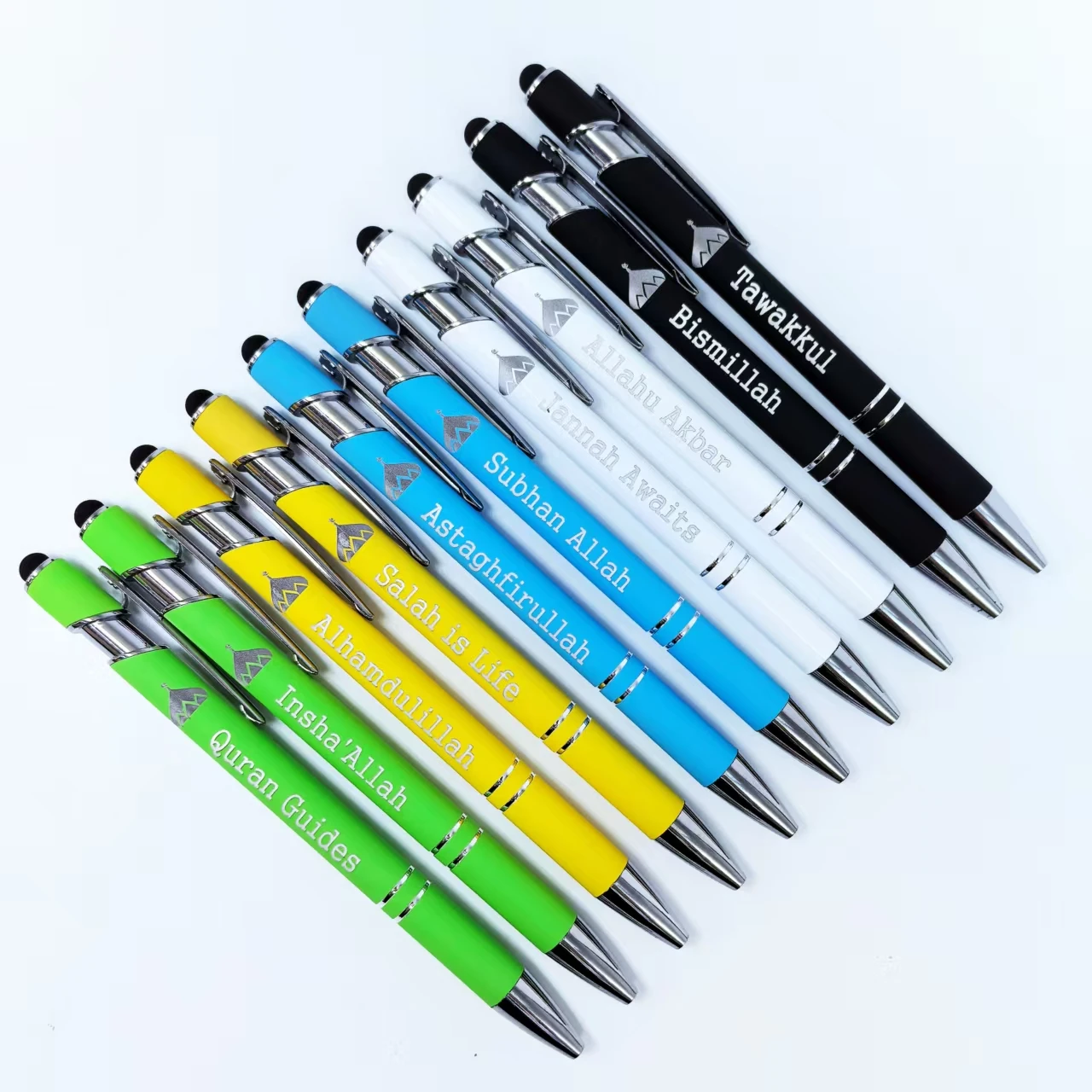 

10PCS Islamic phrase metal pen with pattern metal engraving pen Touch screen metal engraving Ballpoint pen