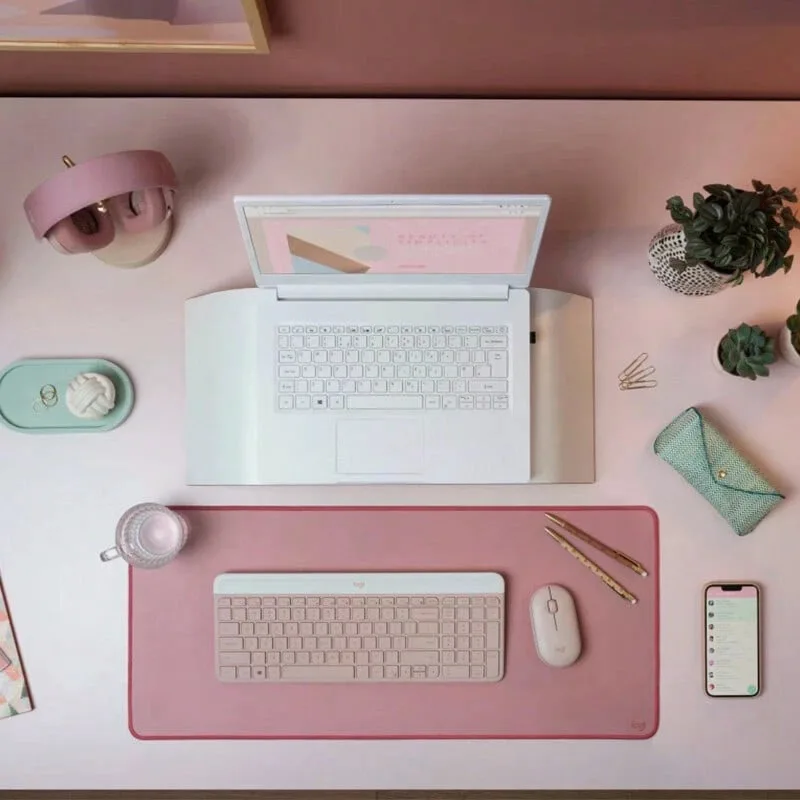 MK470 Wireless Keyboard and Mouse Set, Office-Specific with 12 Shortcut Keys, Long Distance Coverage, Universal and Efficient for Desktop and Laptop Computers, Pink