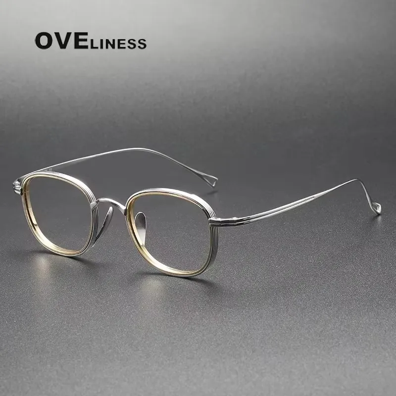

Pure Titanium Glasses Frame Men Retro Square Eyeglasses frames Women Round Eyewear Ultralight male Spectacles