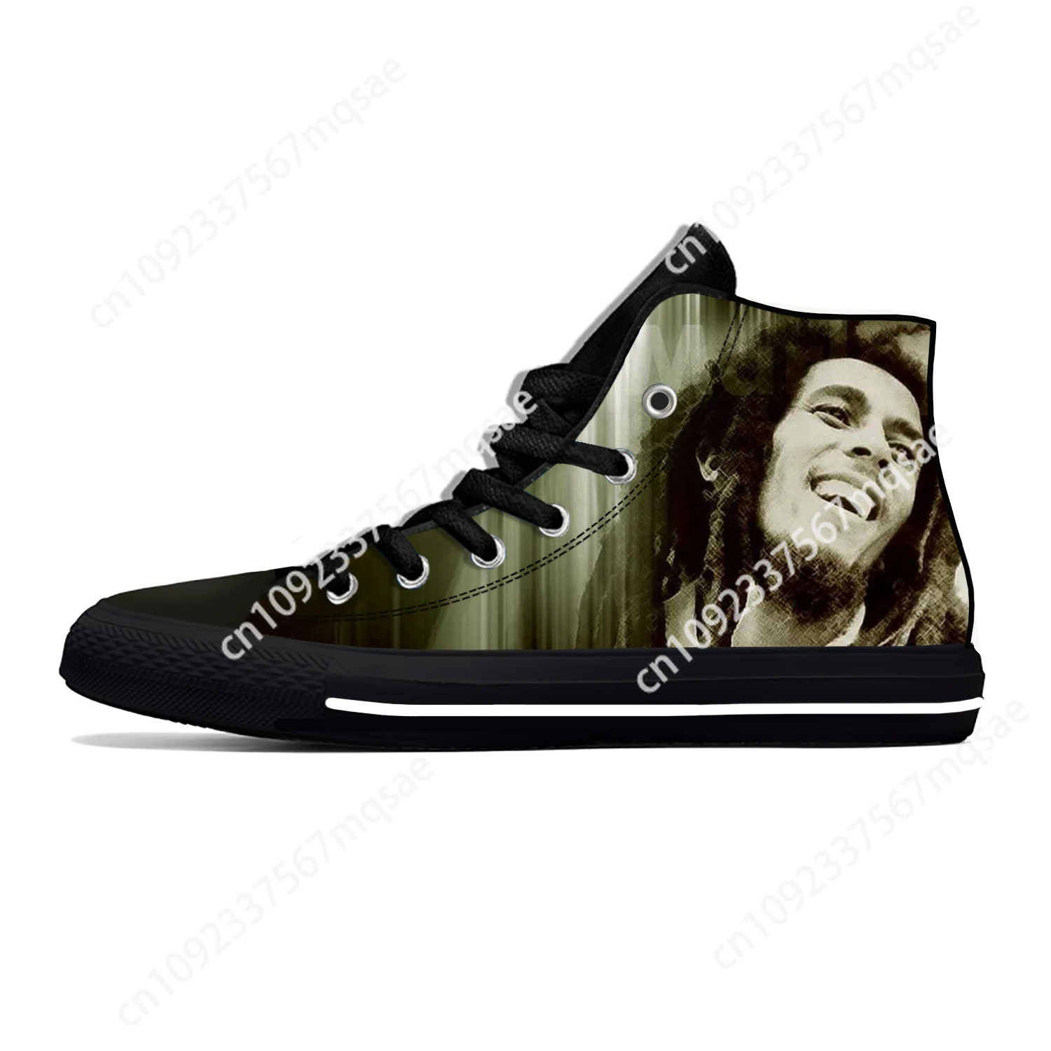 Bob Marley Reggae Star Rasta Rock Music Fashion Casual Cloth Shoes High Top Lightweight Breathable Custom Men Women Sneakers